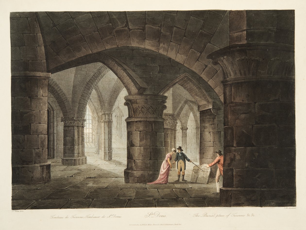 The Burial Place of Turenne, illustration från Versailles, Paris och Saint Denis, pub. 1809 (akvatint) av John Claude Nattes