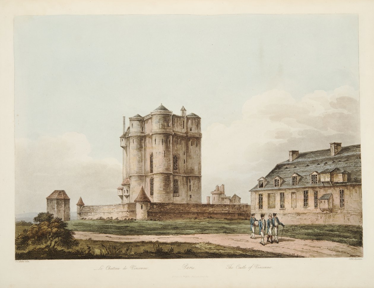 Slottet i Vincenne, illustration från Versailles, Paris och Saint Denis, pub. 1810 (akvatint) av John Claude Nattes