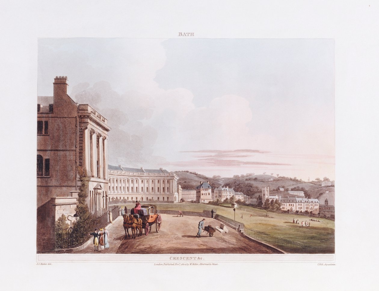 The Crescent, från "Bath Illustrated by a Series of Views", 1806 av John Claude Nattes