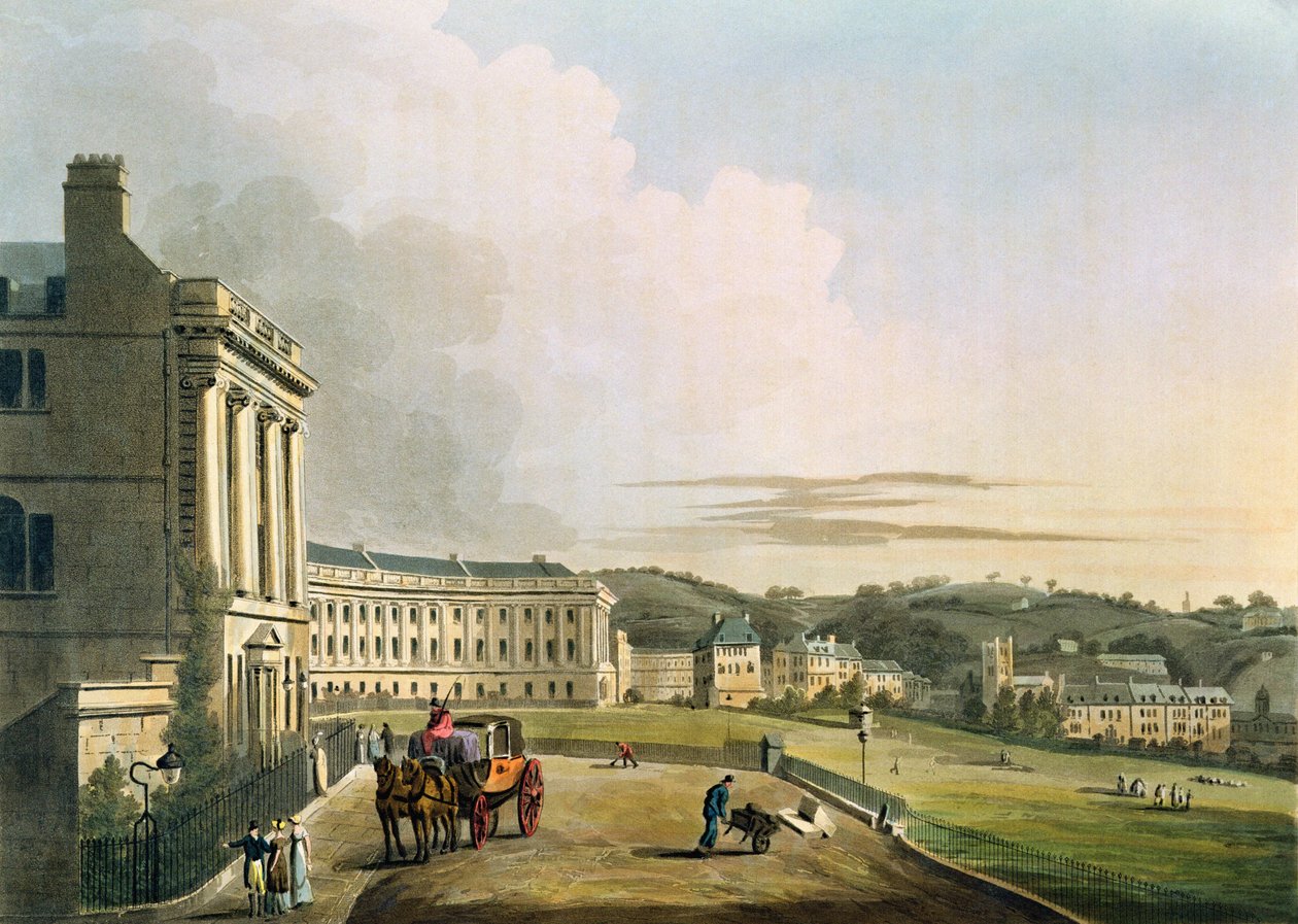 Halvmånen, från "Bath Illustrated by a Series of Views", graverad av John Hill (1770-1850) pub. av William Miller, 1804 (akvatint) (för detaljer se 92989) av John Claude Nattes