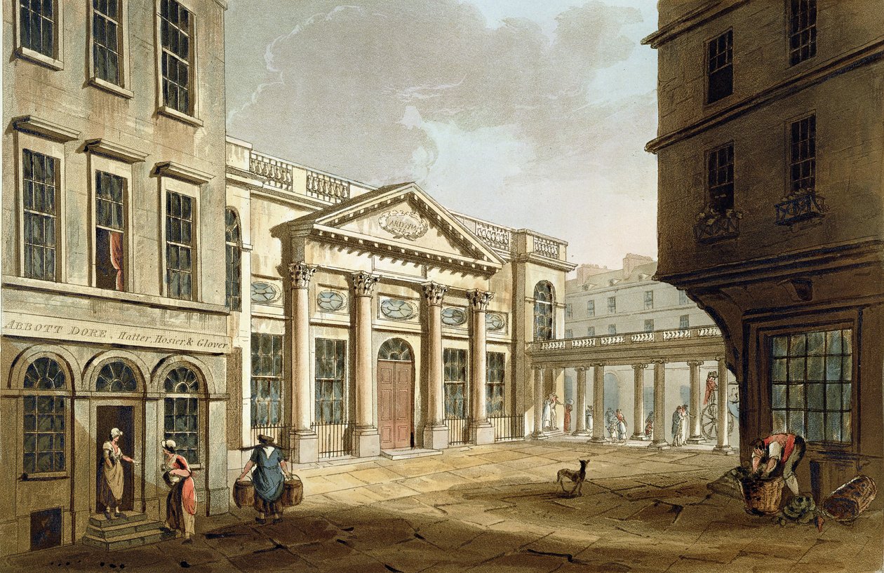 Pumprummet, från "Bath Illustrated by a Series of Views", graverat av John Hill (1770-1850) och publicerat av William Miller, 1804 (akvatint). av John Claude Nattes