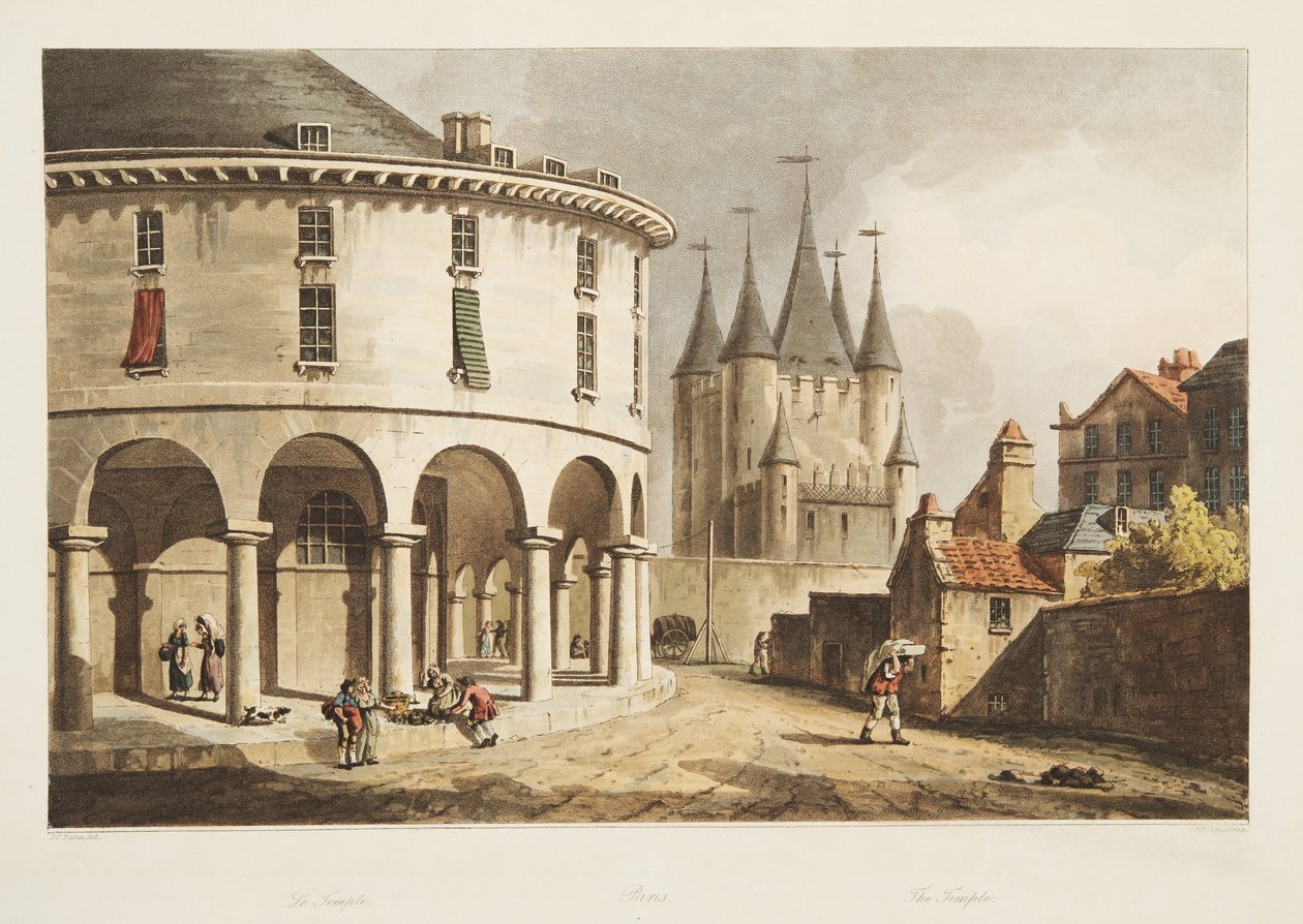 Templet, illustration från Versailles, Paris och Saint Denis, pub. 1805 (akvatint) av John Claude Nattes