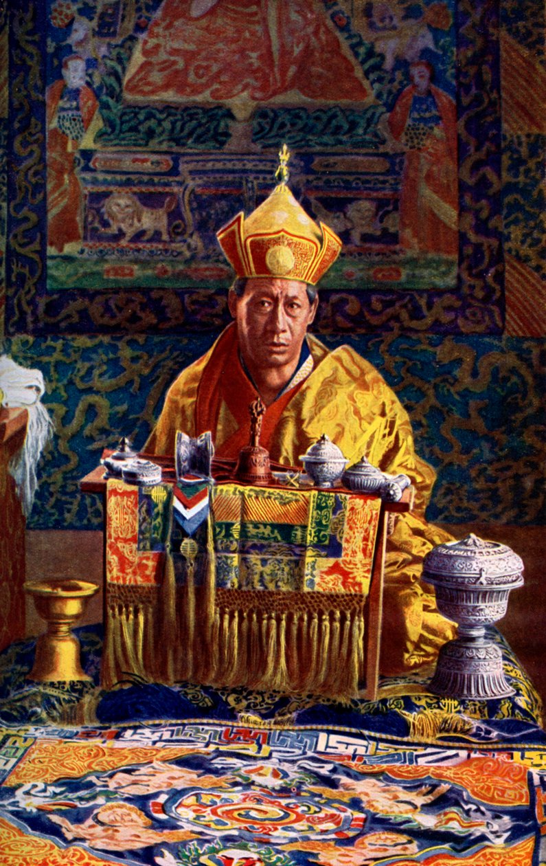 The Deb Raja, tillförordnad chef för Buddhist Church of Bhutan, 1922. av John Claude White