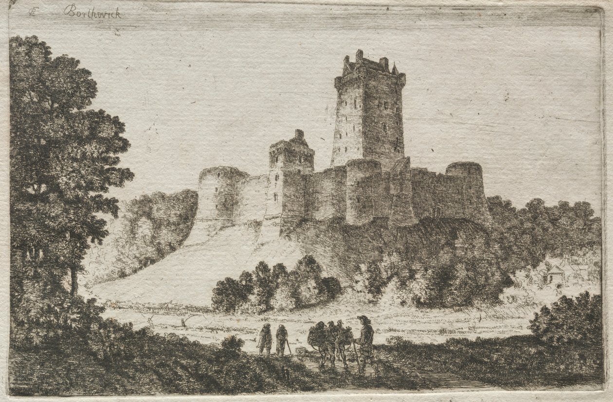 Borthwick Castle från öst av John Clerk of Eldin