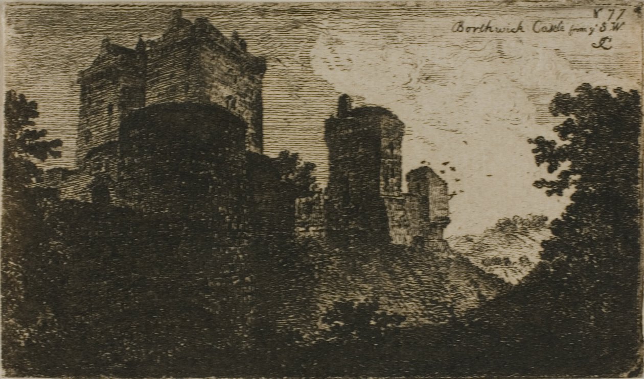 Borthwick Castle från sydväst av John Clerk of Eldin