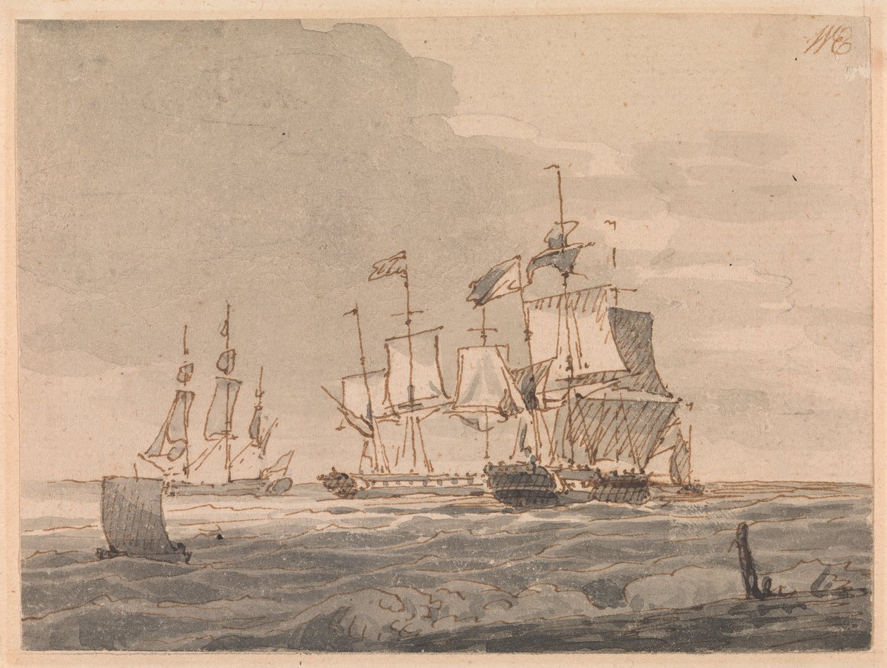Krigsmän utanför kusten av John Cleveley the Younger
