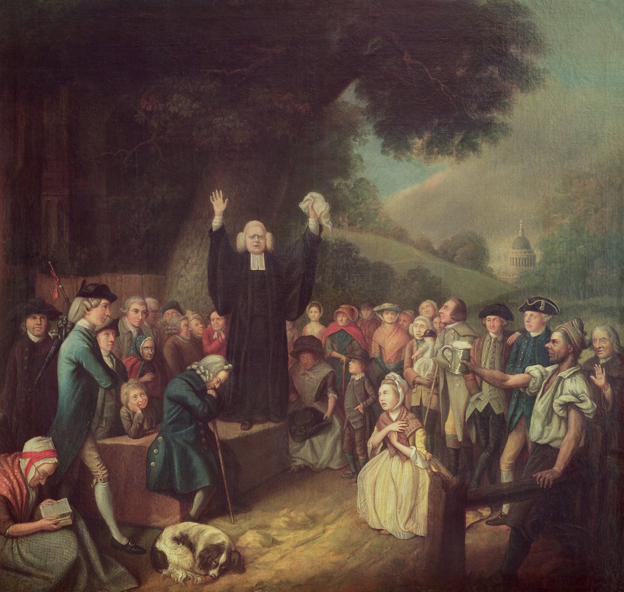 George Whitefield predikar av John Collet