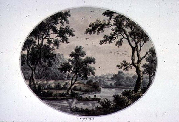 River Scene (ritning) av John Collet