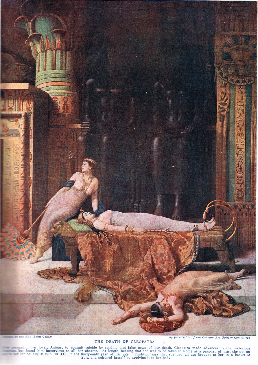 Kleopatras död, illustration från "Hutchinsons History of the Nations", ca 1910 av John Collier