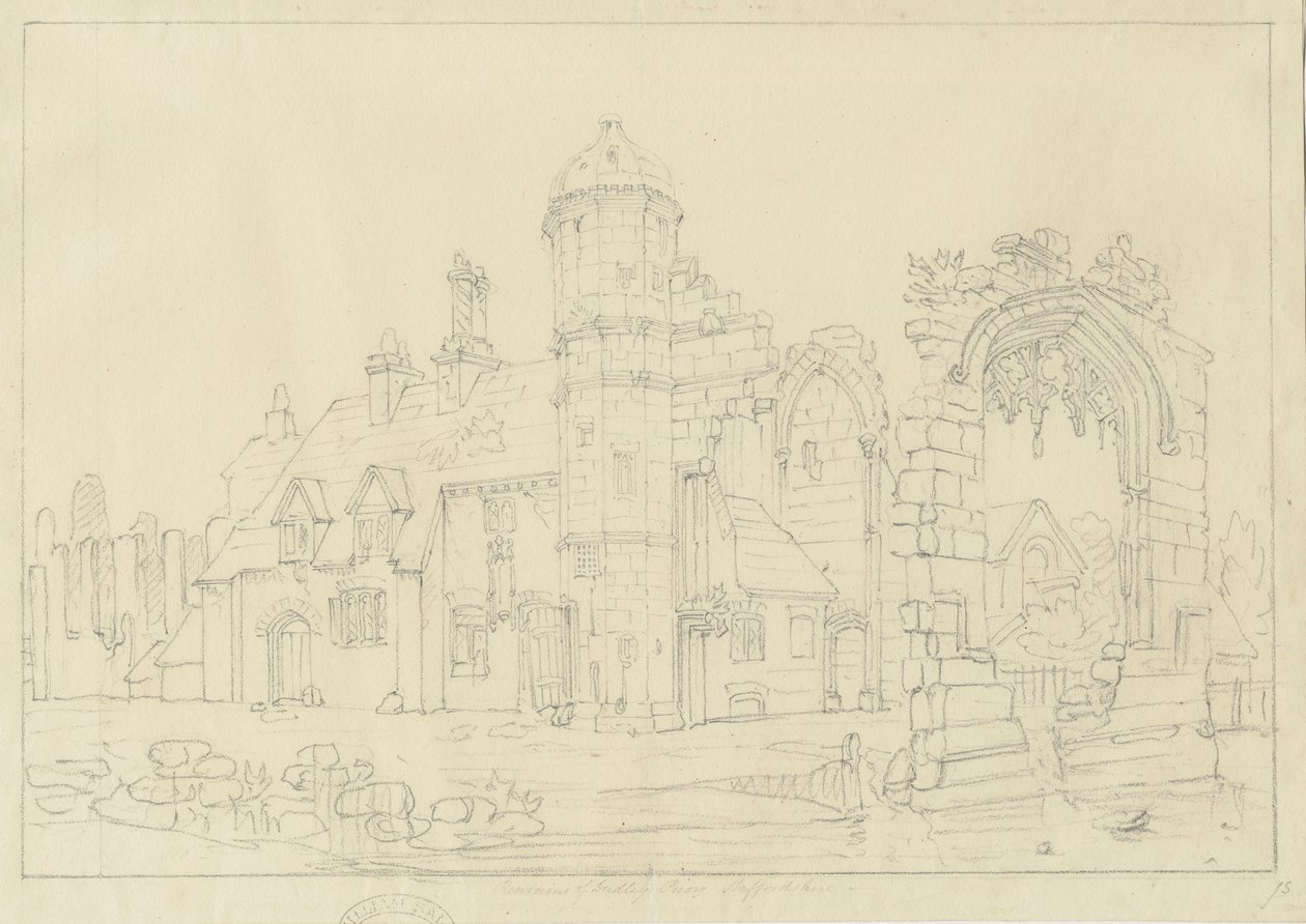 Dudley Priory: blyertsteckning, nd [1800-talet] av John Coney