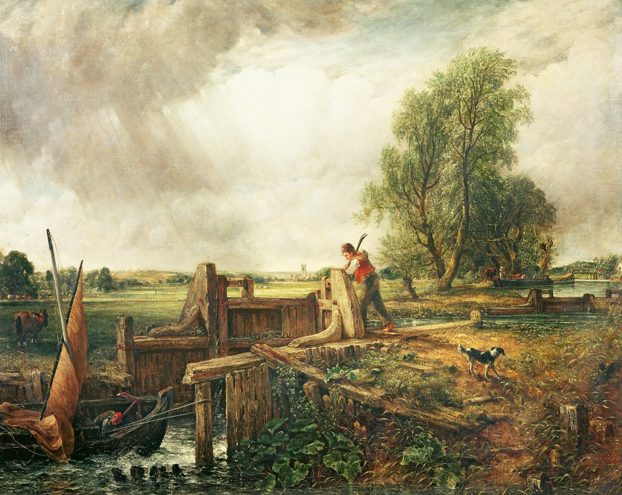 En båt som passerar ett sluss av John Constable