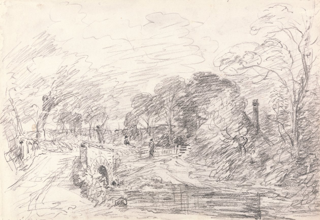 En bro nära Salisbury Court, kanske Milford Bridge av John Constable