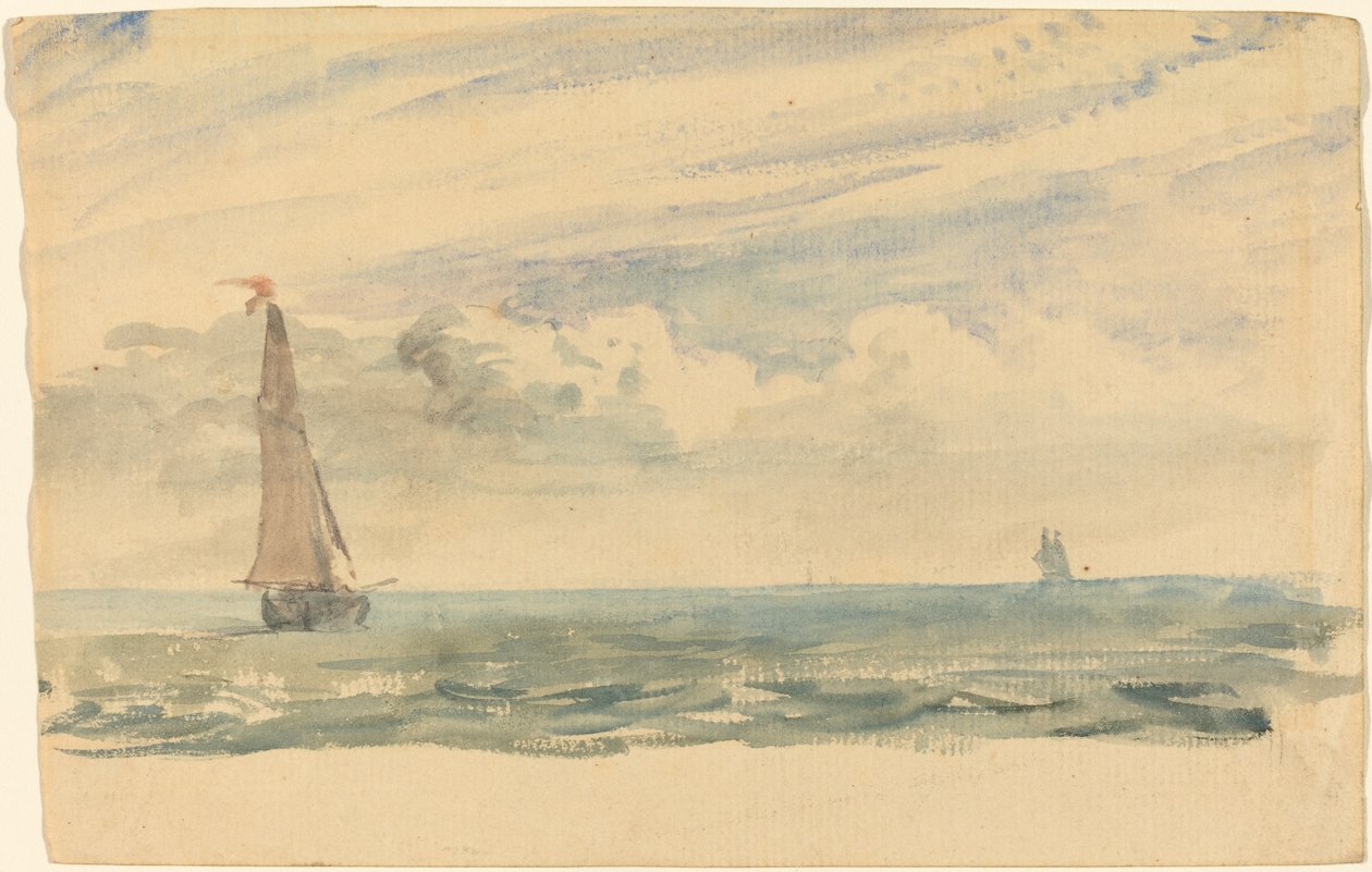 Ett havslandskap med två segelbåtar av John Constable