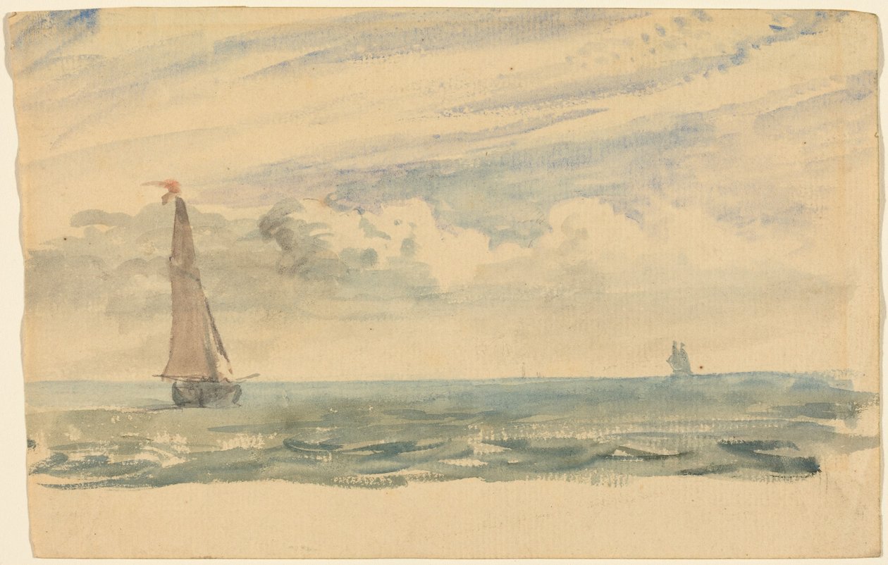 Ett havslandskap med två segelbåtar av John Constable