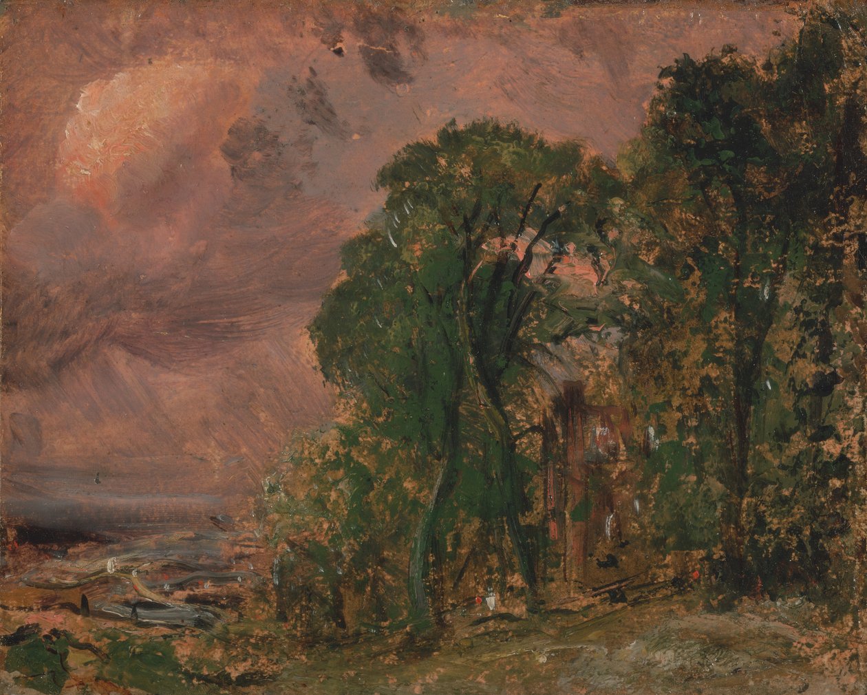 En utsikt över Hampstead med stormigt väder, ca. 1830. av John Constable