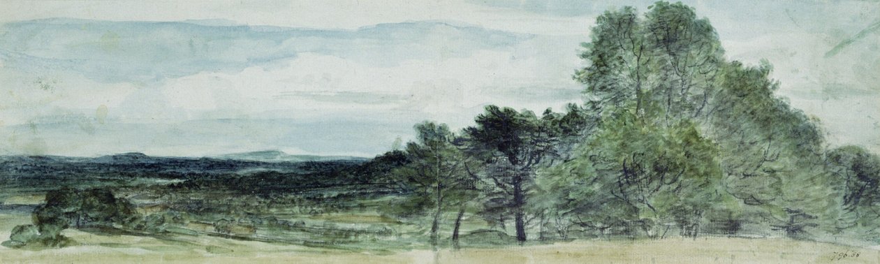 A View at Hursley, Hampshire, 1804 (svart krita och akvarell) av John Constable