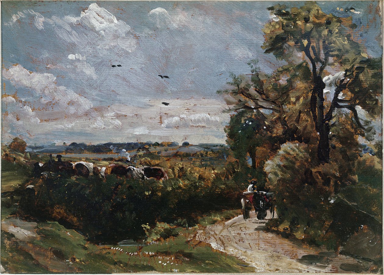 En vagn på vägen till Flatford (olja på duk av John Constable