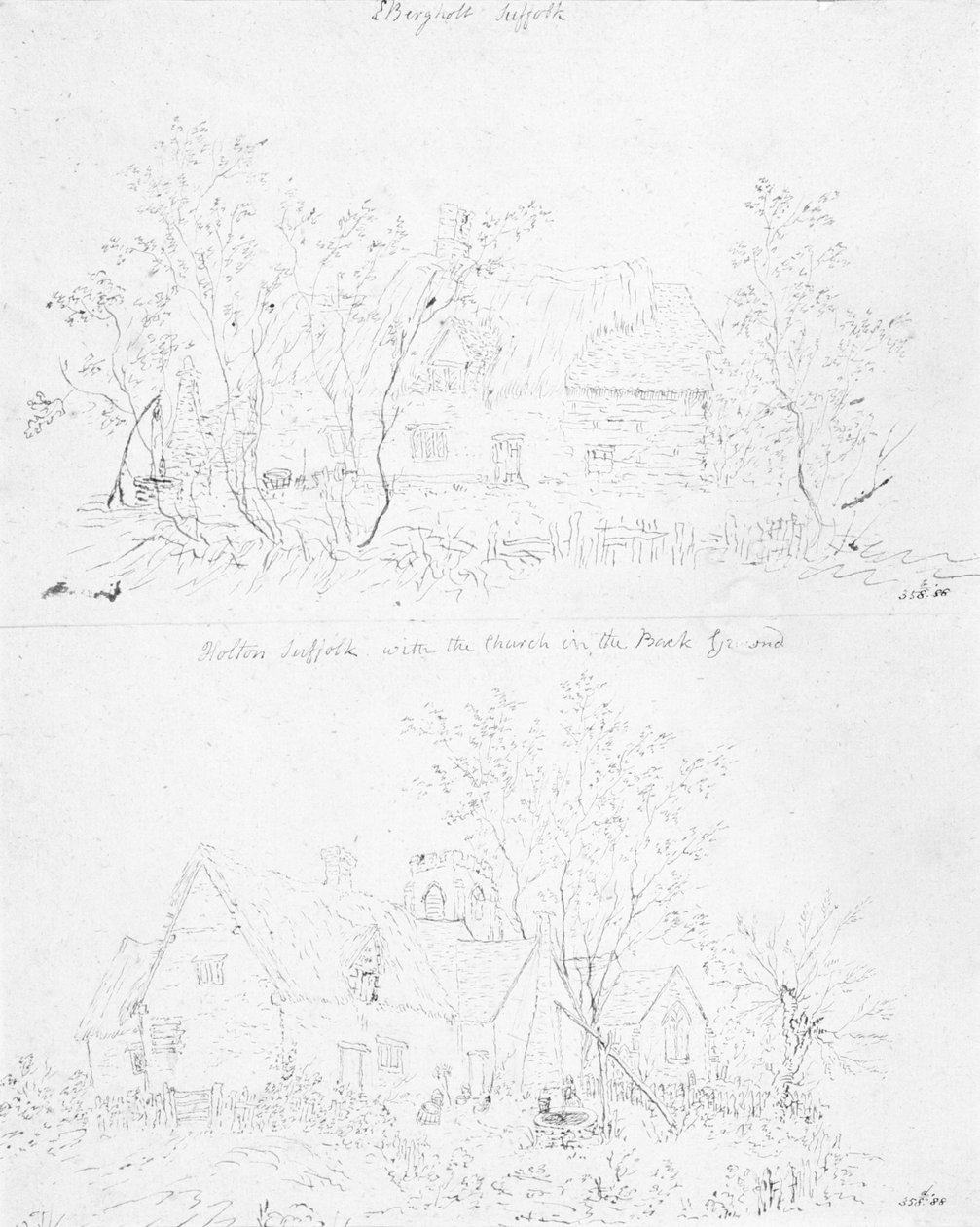 En förstörd stuga vid Capel, Suffolk av John Constable