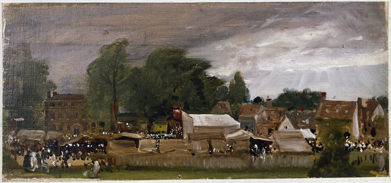 En bymässa, troligen på Östra Bergholt (olja på duk av John Constable