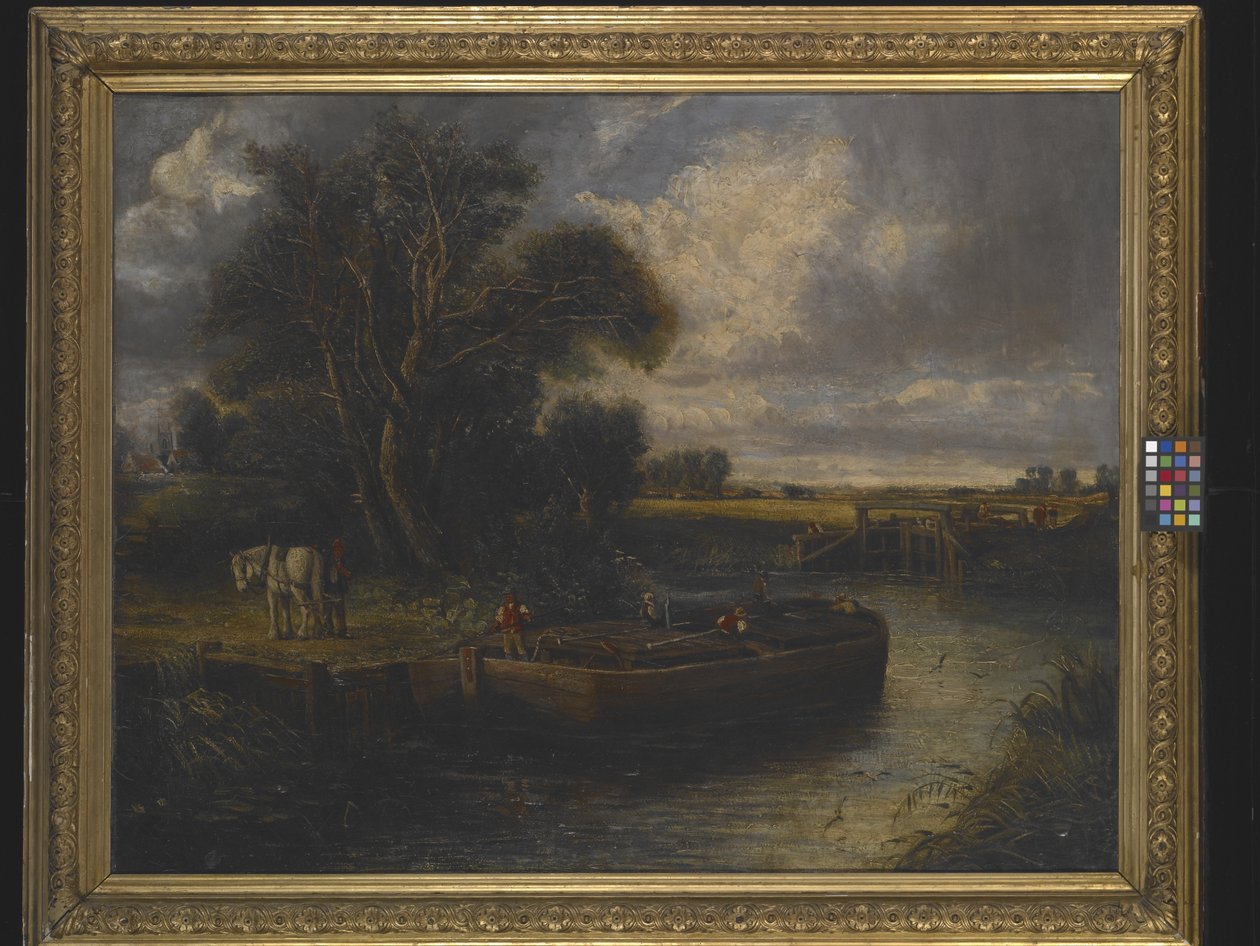 Barge On The Canal (olja på duk) av John Constable