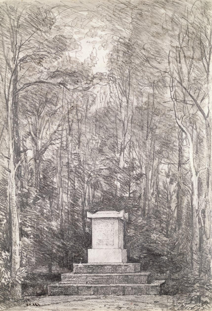 Cenotaph för Sir Joshua Reynolds vid Coleorton Hall, Leicestershire, 1823 (blyertsritning) av John Constable