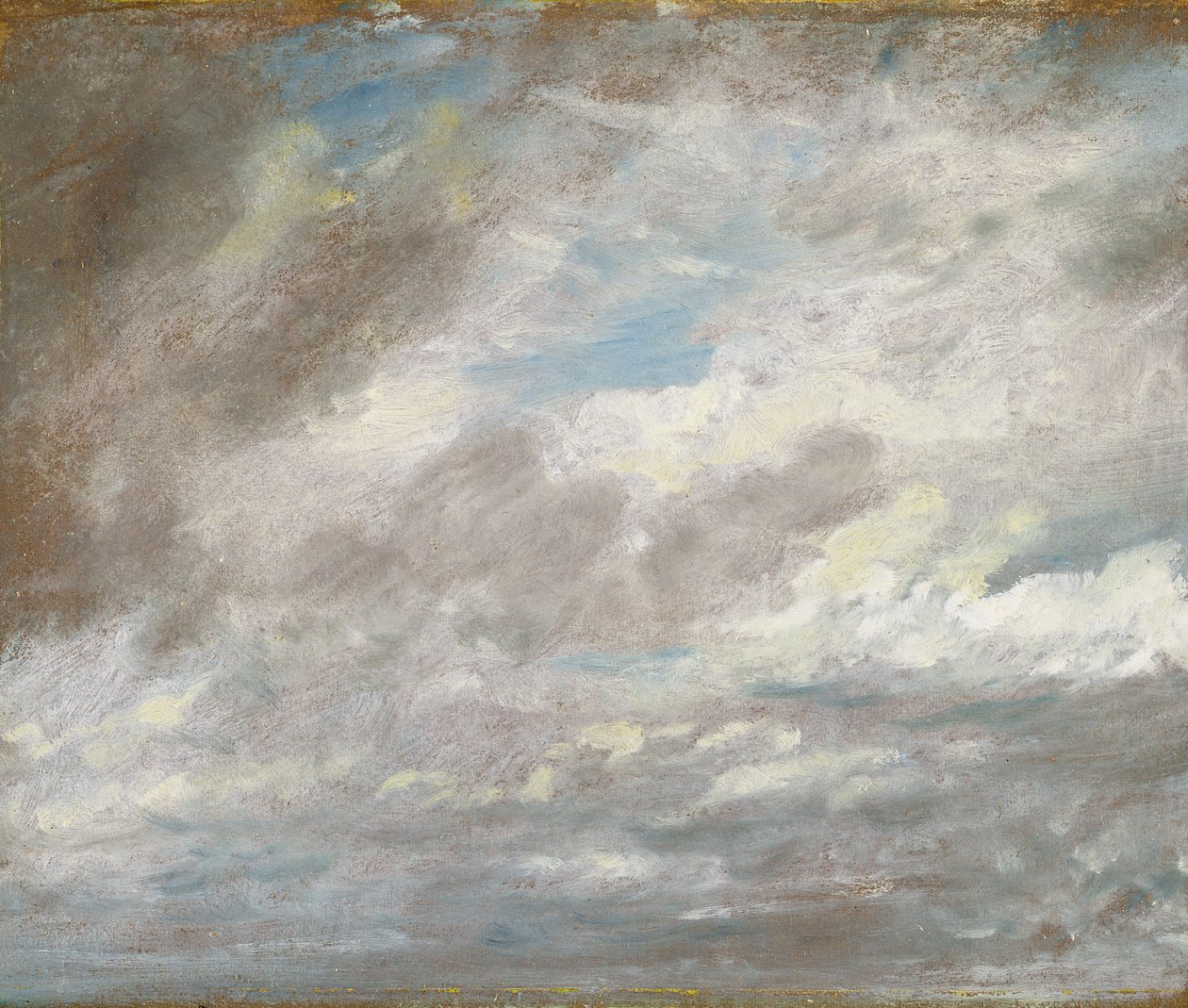 Cloud Study, ca 1821 (olja på papper på kort) av John Constable