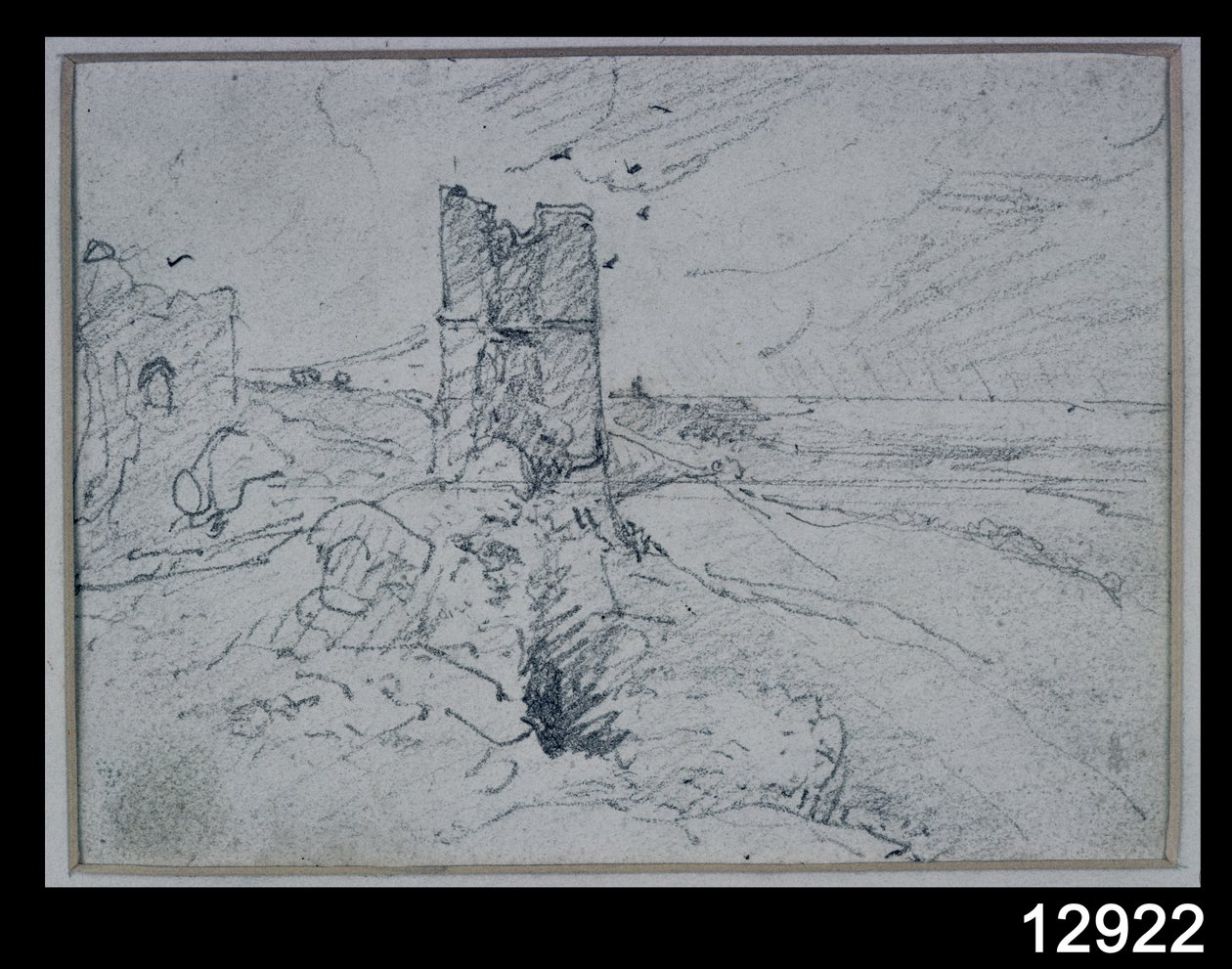 Stugor på en hög bank, 1834 av John Constable