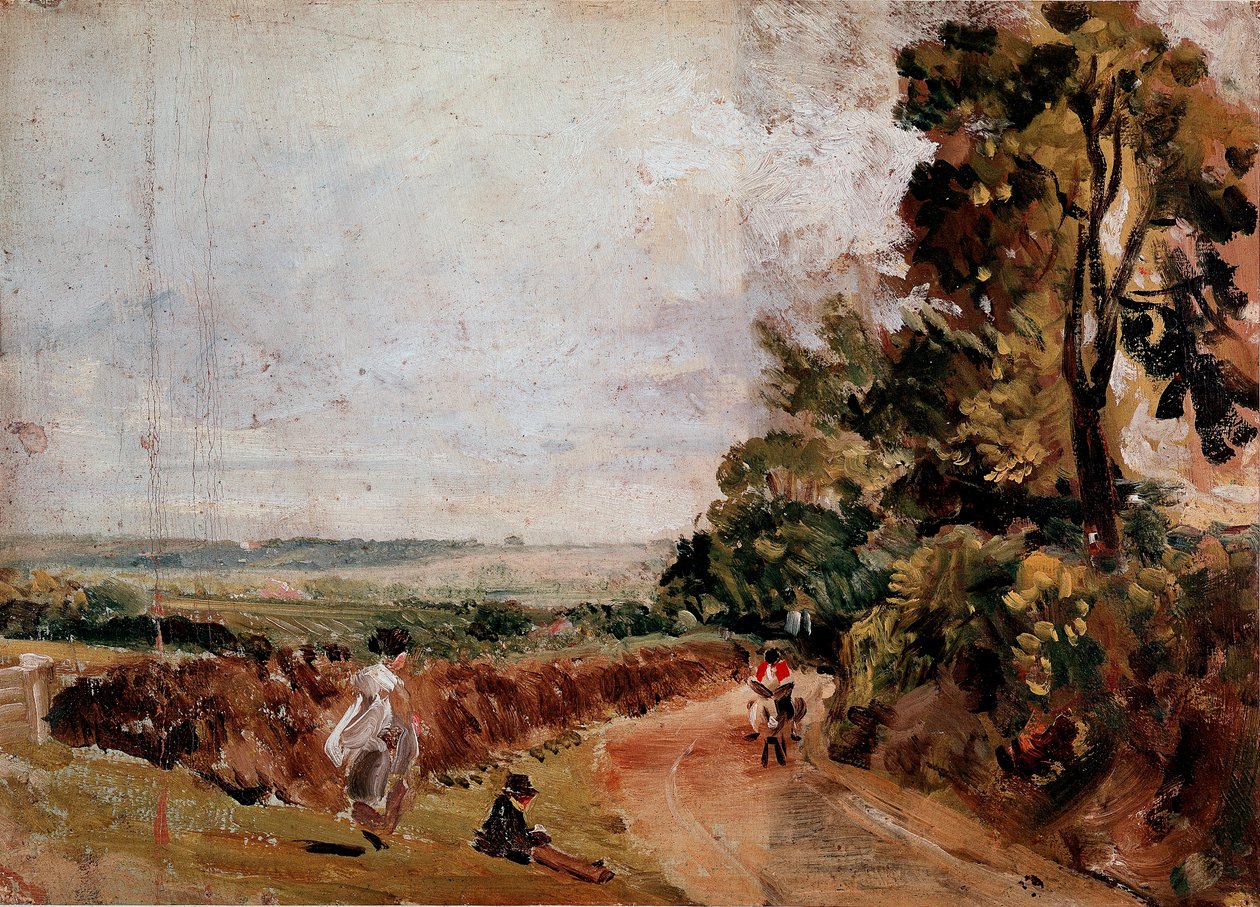 Landsväg mellan East Bergholt och Flatford Målning av John Constable (1776-1837) 1811 ca. Sol. 24,2x33 cm London, Victoria and Albert Museum av John Constable