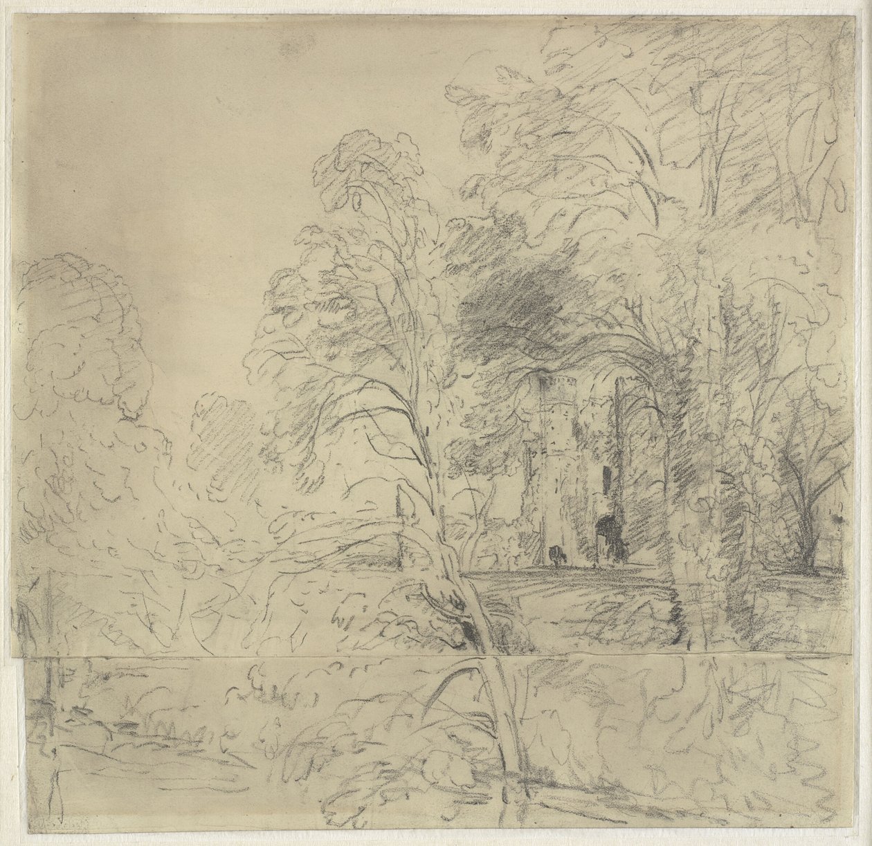 Cowdray Castle, sett mellan träd av John Constable