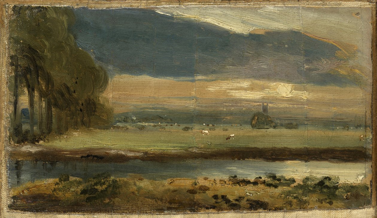 Dedham Church från Flatford, ca 1810 av John Constable