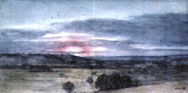 Dedham Vale från East Bergholt: Solnedgång av John Constable