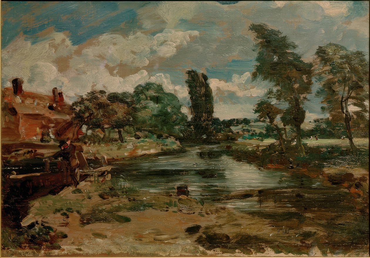Flatford Mill sett från slussen av John Constable