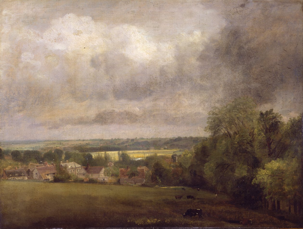 By vid floden Stour av John Constable