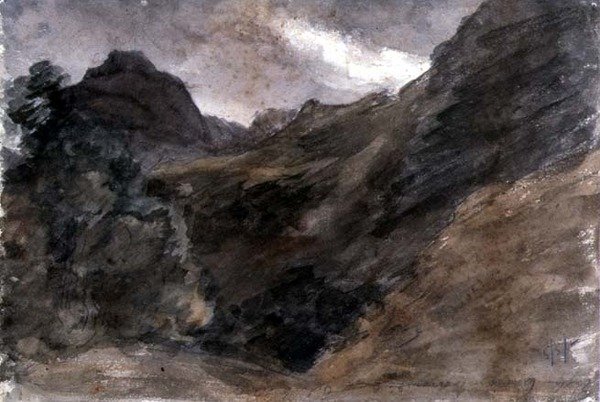 Eagle Crag, Borrowdale, 1806, (recto) (penna och wc) av John Constable
