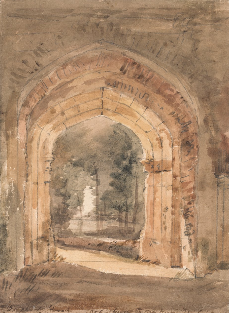 Östra Bergholtskyrkan, med utsikt över södra valvgången av det förstörda tornet av John Constable