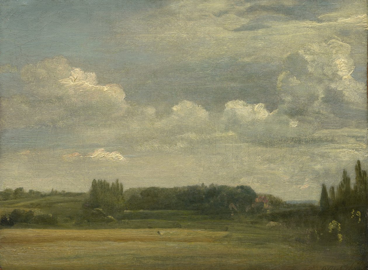 Östra Bergholts allmänning, Utsikt mot prästgården, 18 augusti 1813 av John Constable