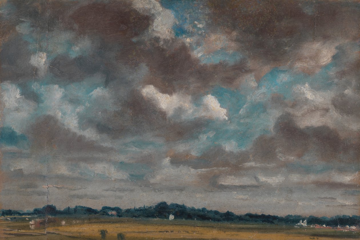 Vidsträckt landskap med grå moln, ca. 1821. av John Constable