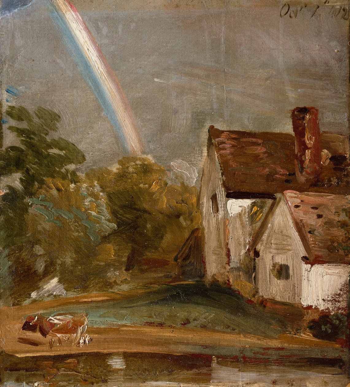 Flatford Lock and Mill (olja) av John Constable