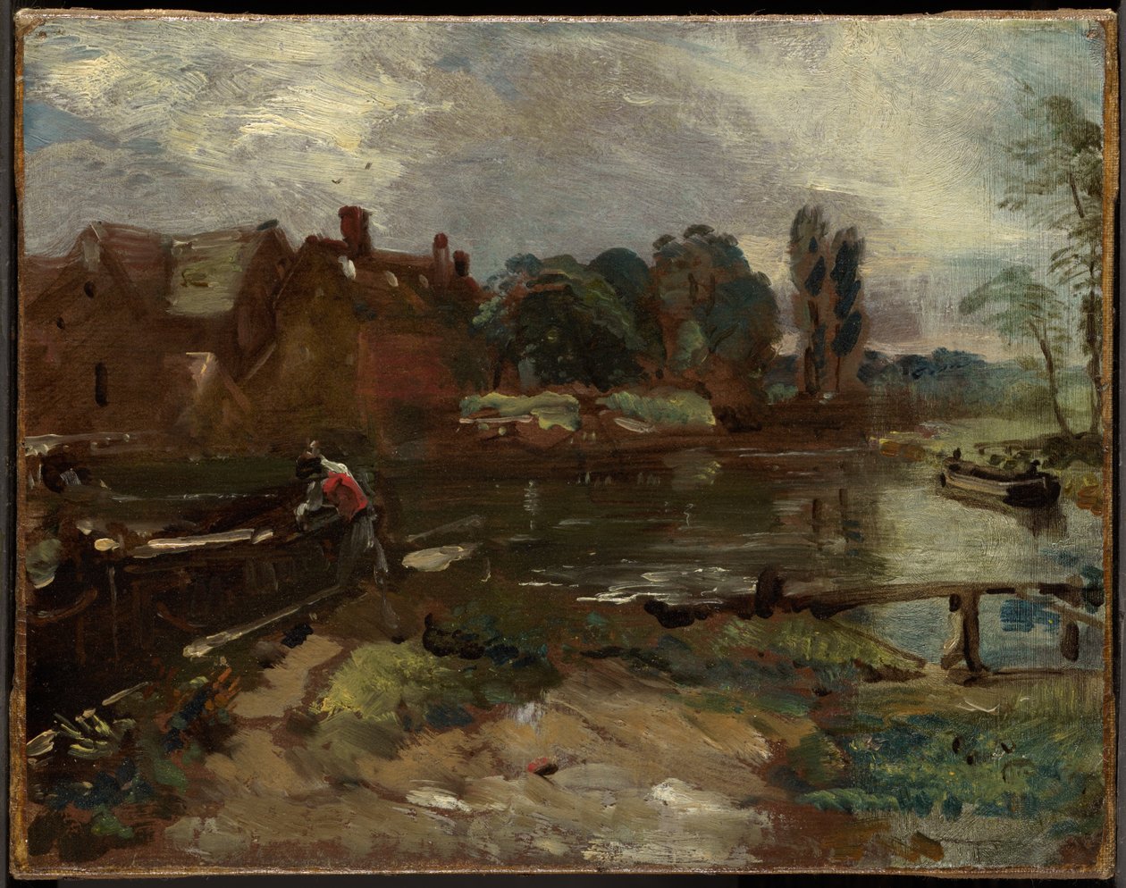 Flatford Mill från slussen av John Constable