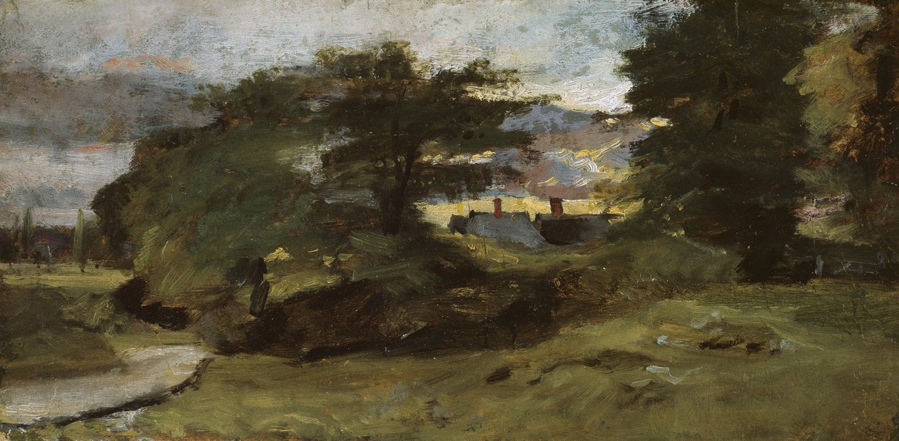 Landskap med stugor, 1809-10 av John Constable