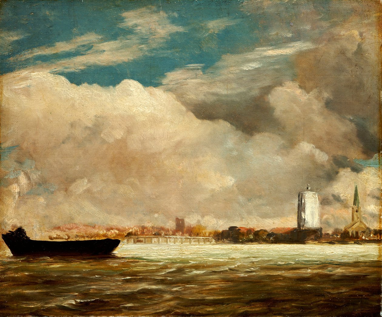 På Themsen nära Battersea Bridge, ca 1816 av John Constable