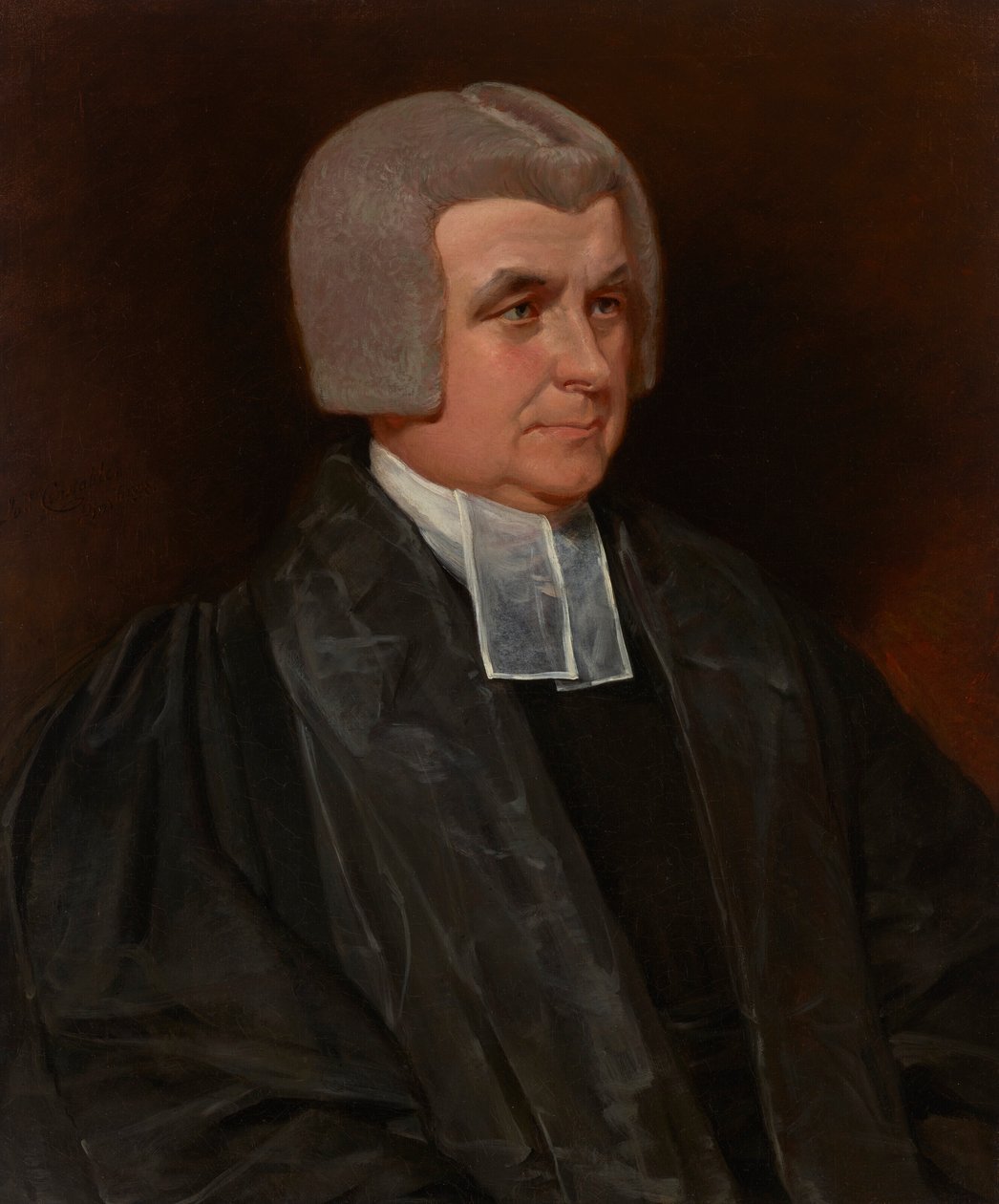 Porträtt av pastor Dr. John Wingfield (1760-1825), domprost i Worcester Cathedral, i halvfigur, i svart klänning och vita band av John Constable