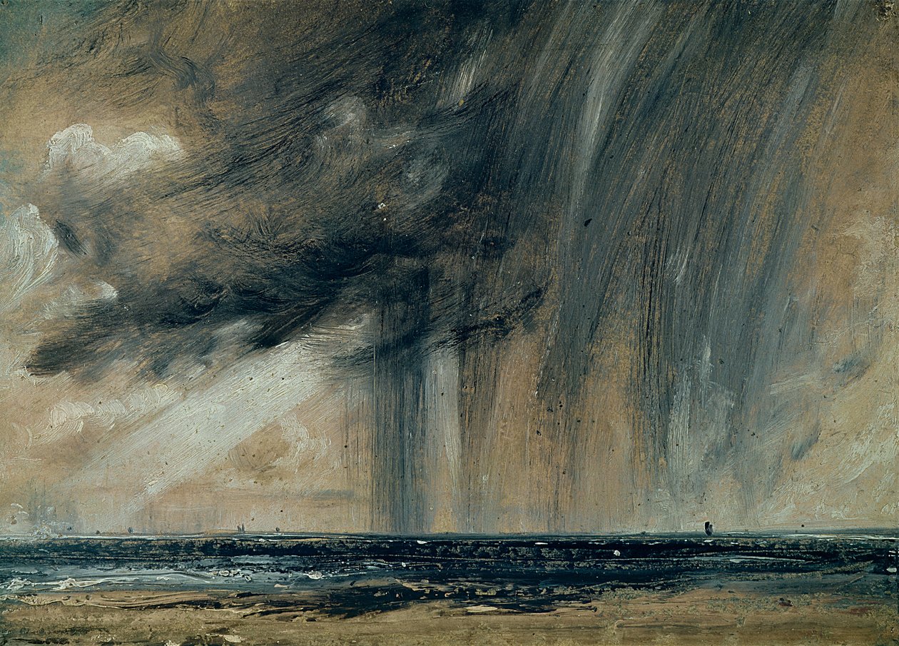 Regnstorm över havet, ca 1824-28 (olja på papper på duk) av John Constable