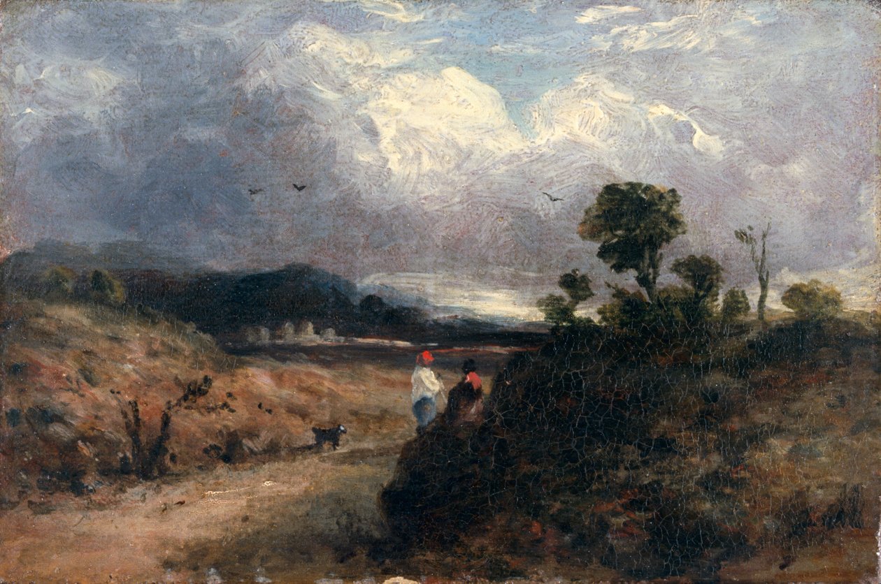 Vägscen (olja på duk) av John Constable