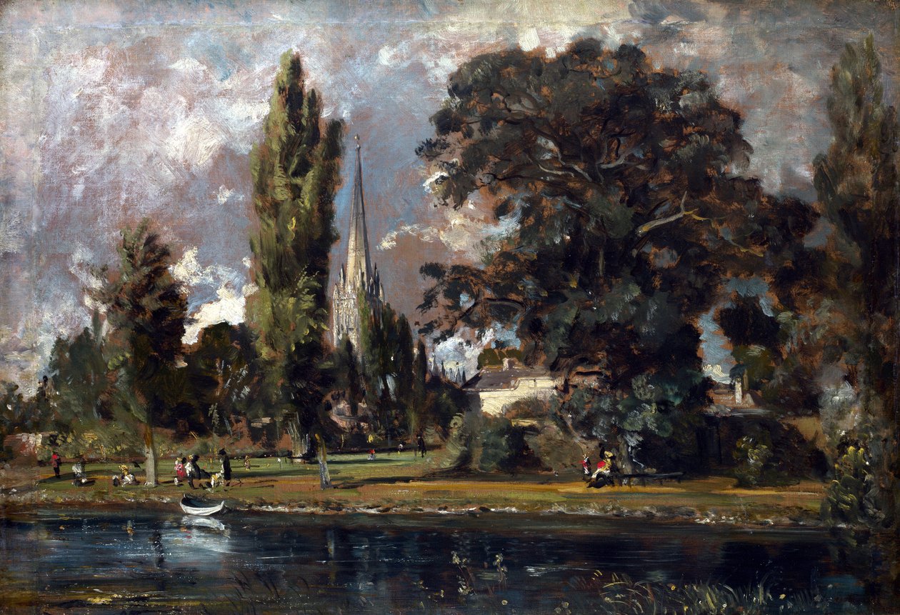 Salisbury Cathedral och Leadenhall från floden Avon, 1820 av John Constable