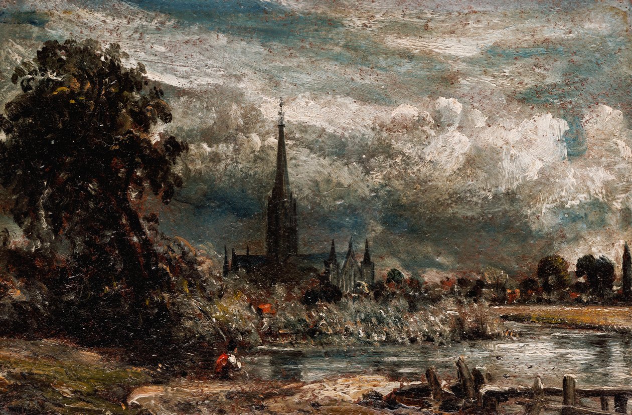 Salisbury Cathedral från Long Bridge nära Fisherton Mill av John Constable