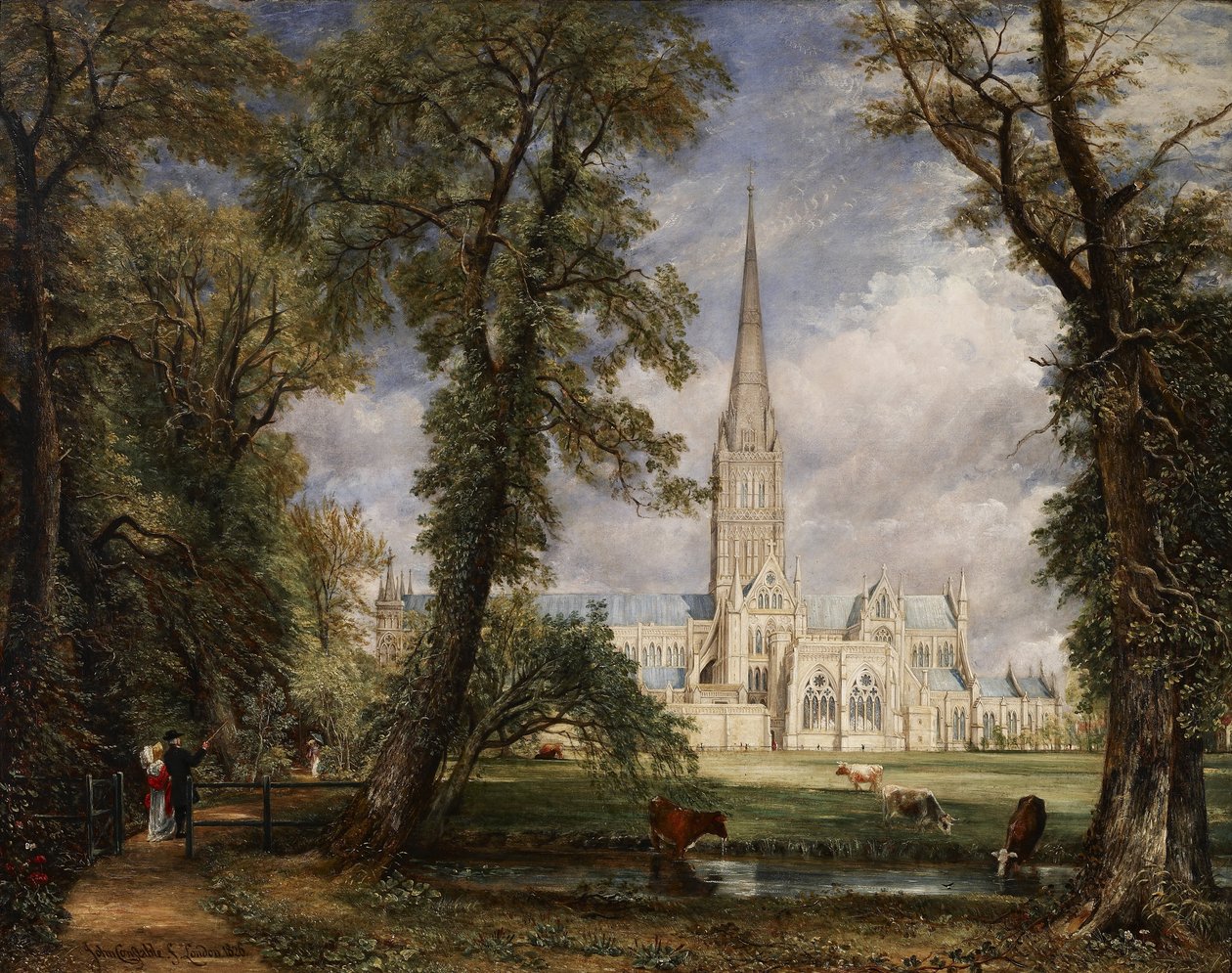 Salisburykatedralen från biskopens trädgård av John Constable