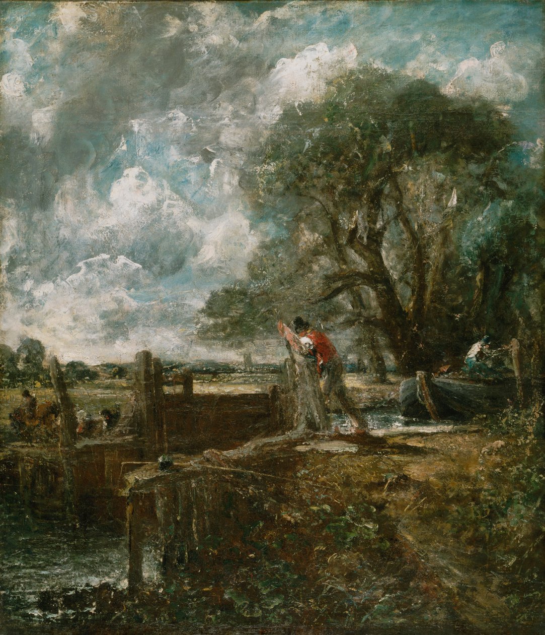 Skiss till "En båt som passerar en sluss" av John Constable