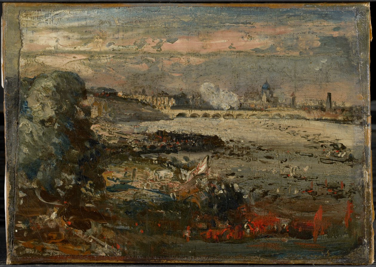 Skiss till "Invigningen av Waterloo Bridge sedd från Whitehall Stairs, den 18 juni 1817" av John Constable