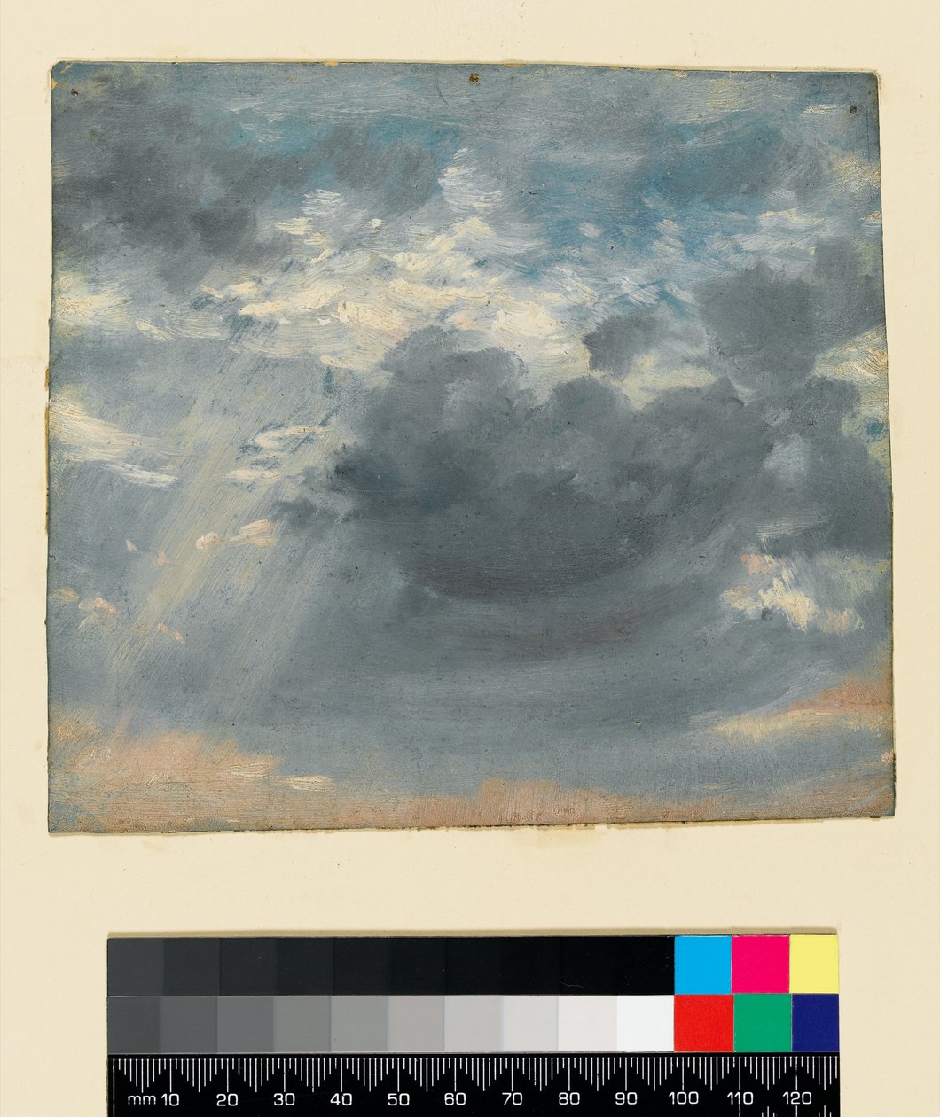 Himmelsstudie med en solstråle, ca 1822 (olja på papper) av John Constable